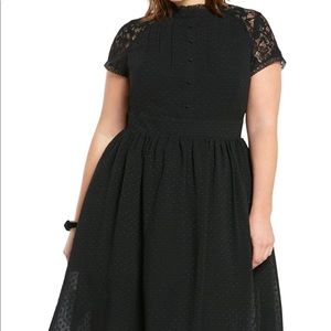 Retro Chic Chiffon Button Front Swing Dress